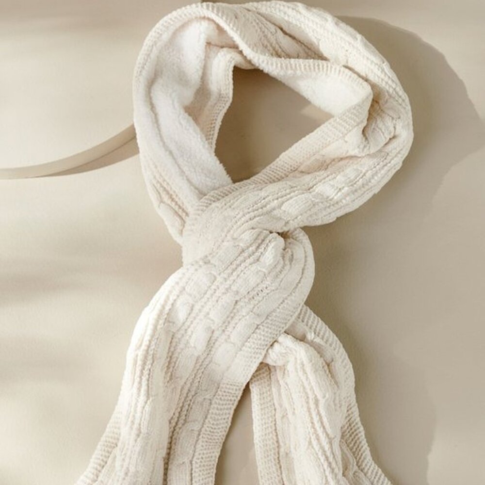 Soft Surroundings Jules Chenille Cable Knit Scarf In Ivory Pearl NWT